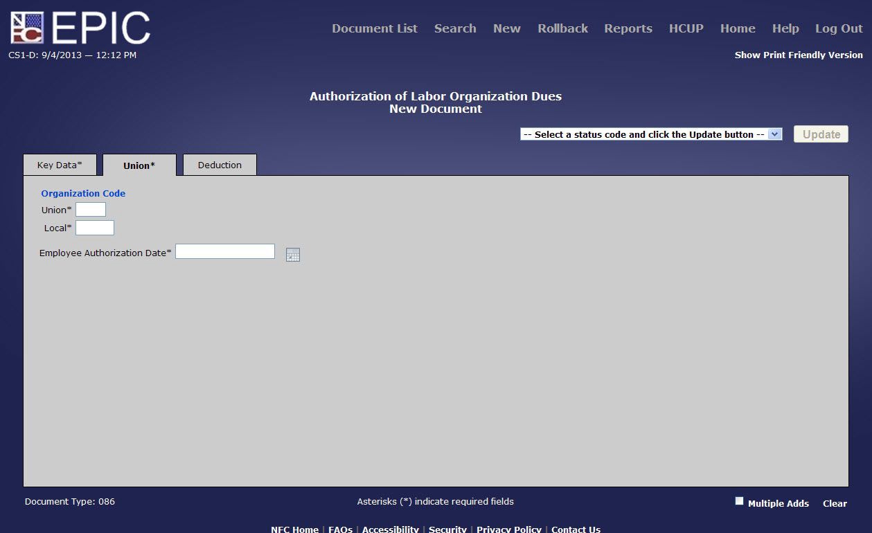 Authorization of Labor Organzation Dues Union* Tab