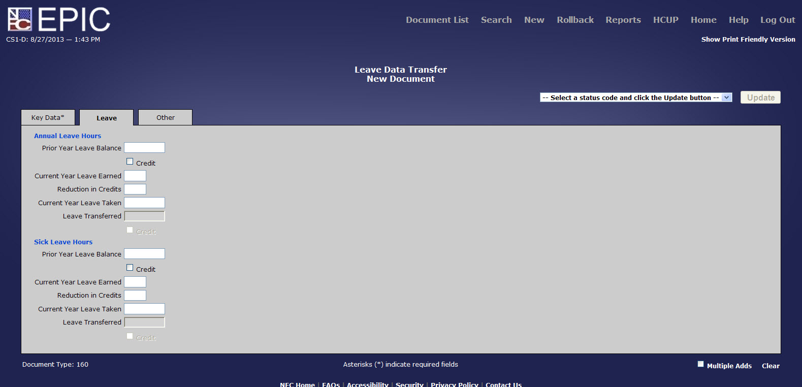 Leave Data Transfer - Leave Tab
