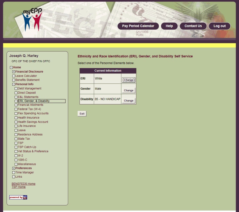 Ethnicity and Race Identification (ERI), Gender, and Disability Self Service Page