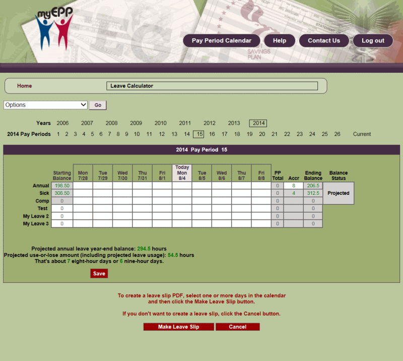 Leave Calculator with Make Leave Slip Page