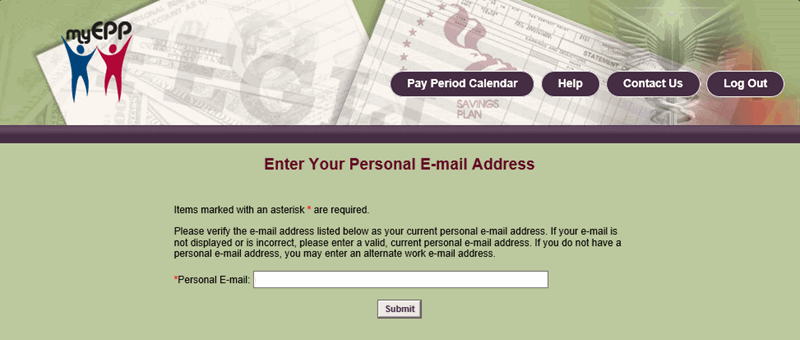Enter Your Personal E-mail Address Page