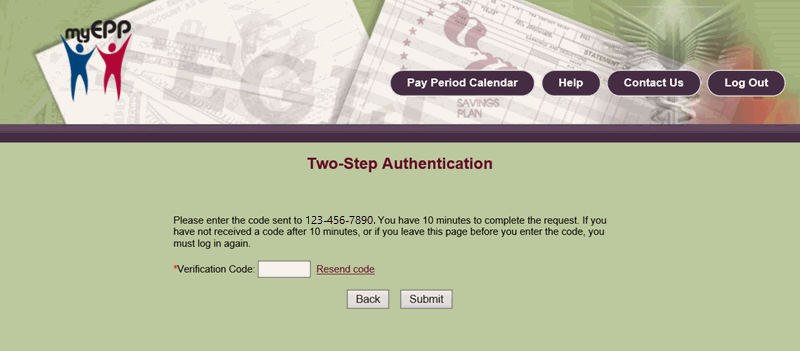 Two-Step Authentication Page - Verification Code Sent to Phone