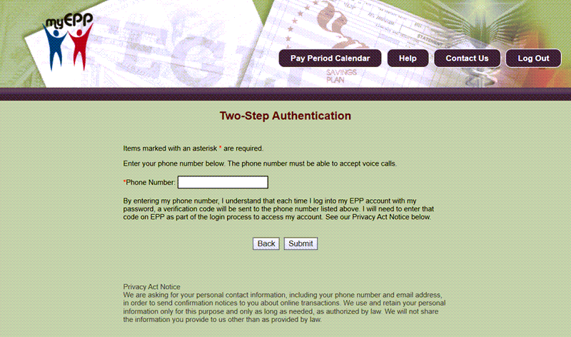 Two Step Authentication - Enter Phone Number