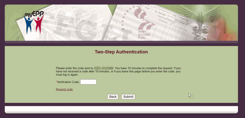 Two-Step Authentication Phone Number Verification page