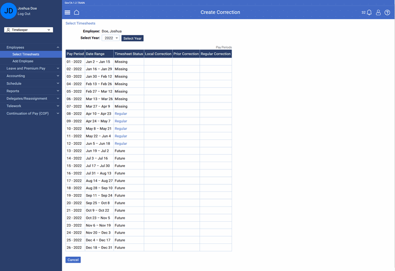 Create Correction Page