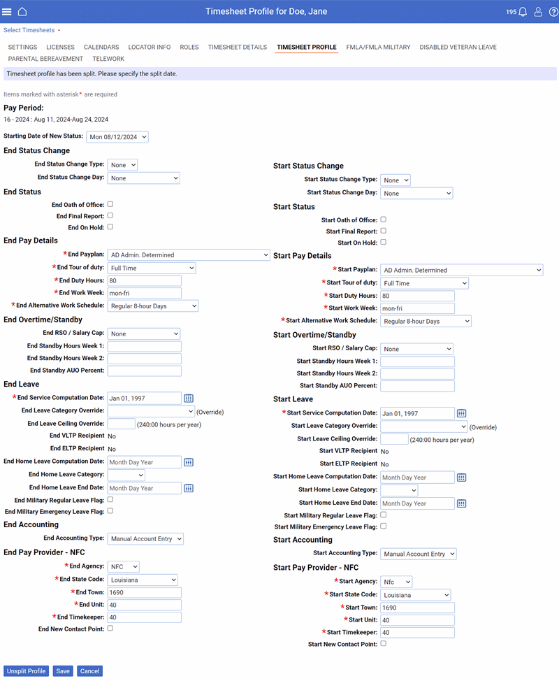 Split Timesheets