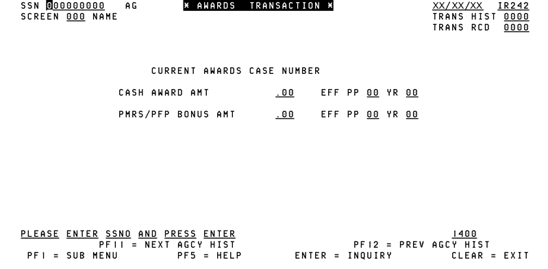 242, Award Transcation Screen