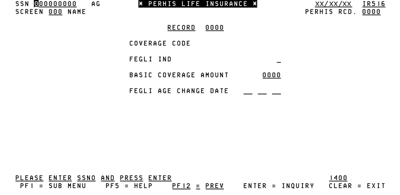 IR516, Perhis Life Insurance Screen