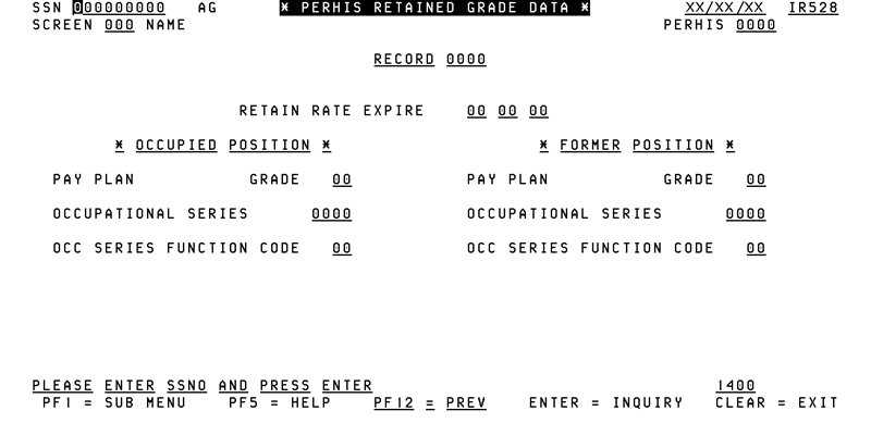 IR528, Perhis Retained Grade Data Screen