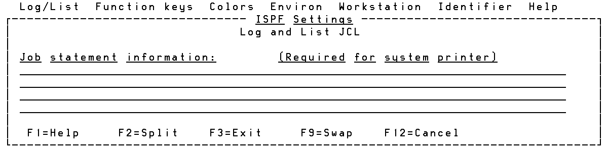 Log and List JCL Panel