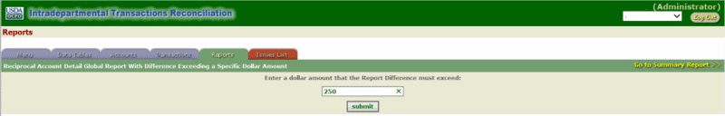 ITRS Reciprocal Account Detail Report With Difference (Enter Amount)