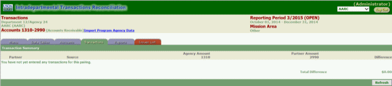 Reciprocal Account Pair (Applicable Transactions tab)