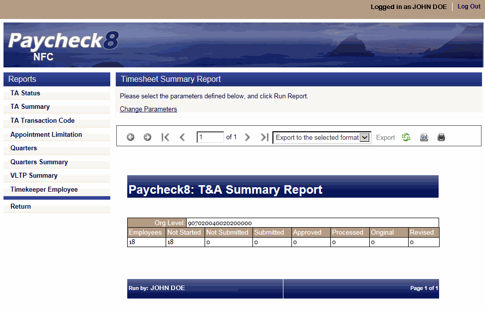 Paycheck8 T&A Summary Report - Figure 80