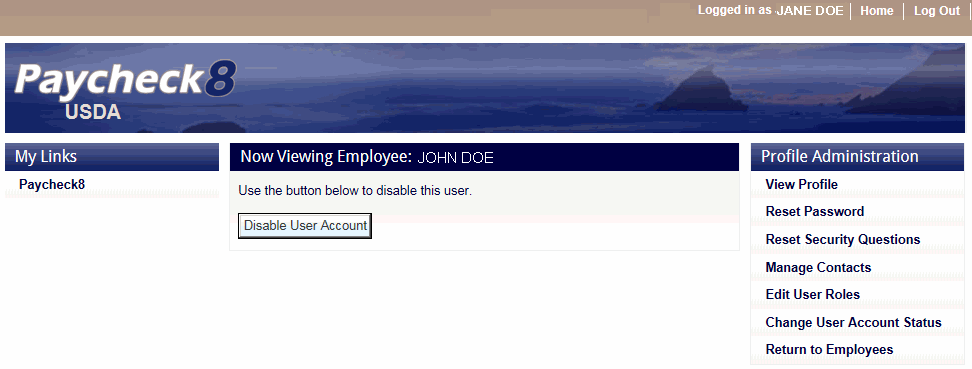 Disable User Account Option