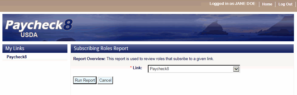 Subscribing Role Report Page
