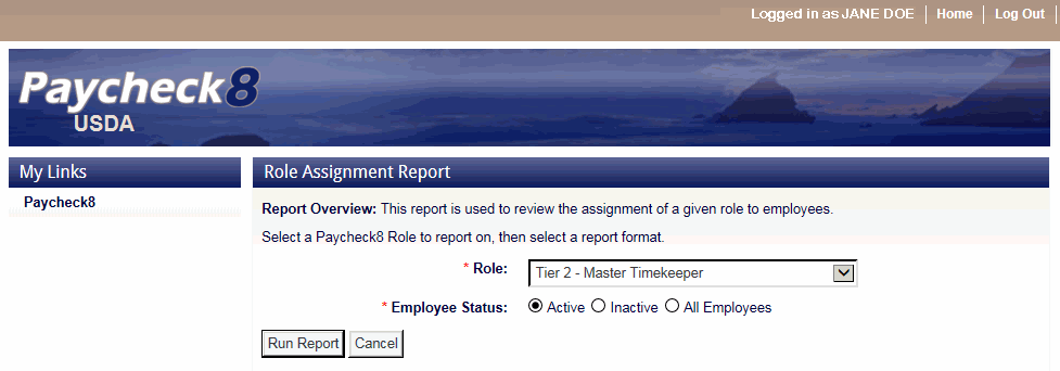 Role Assignment Report Page