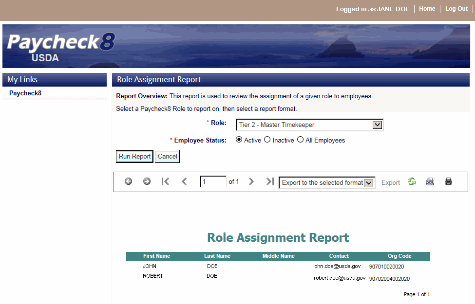 Role Assignment Report
