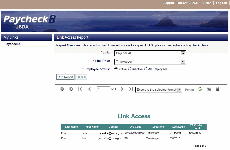 Link Access Report