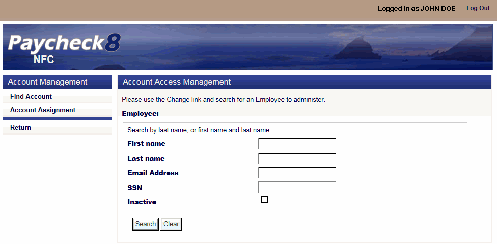 Account Access Management Page
