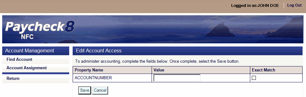 Edit Account Access Page