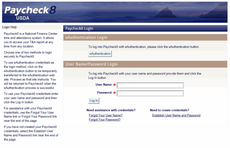 Paycheck8 Login Page