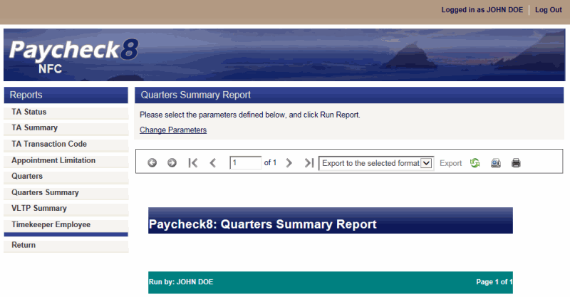 Quarters Summary Report
