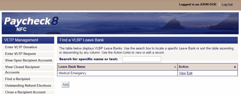 Find a VLBP Leave Bank Page