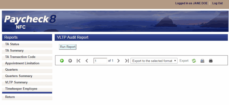VLTP Audit Report Page