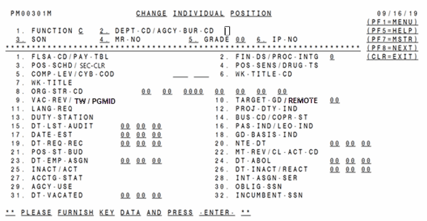 Change Individual Position Screen