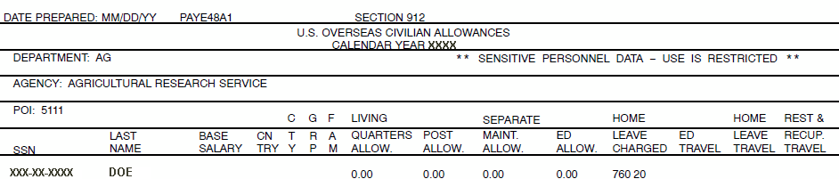 Section 912, U.S. Overseas Civilian Allowances
