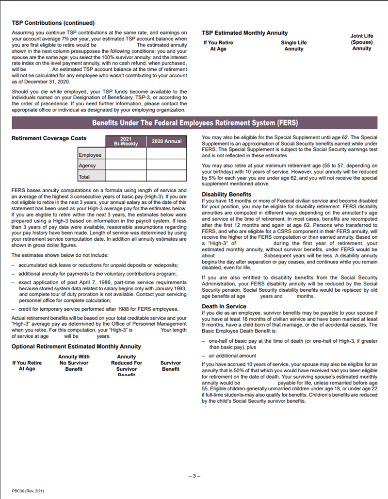 Personal Benefits Statement - page 3