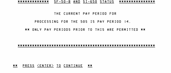 Pay Period Status Screen