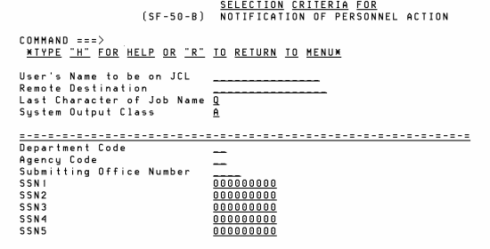 Figure 19 Selection criteria screen