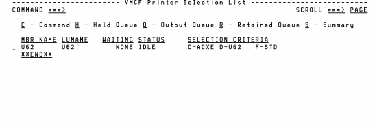 Figure 23 VPS Printer Selection List Screen