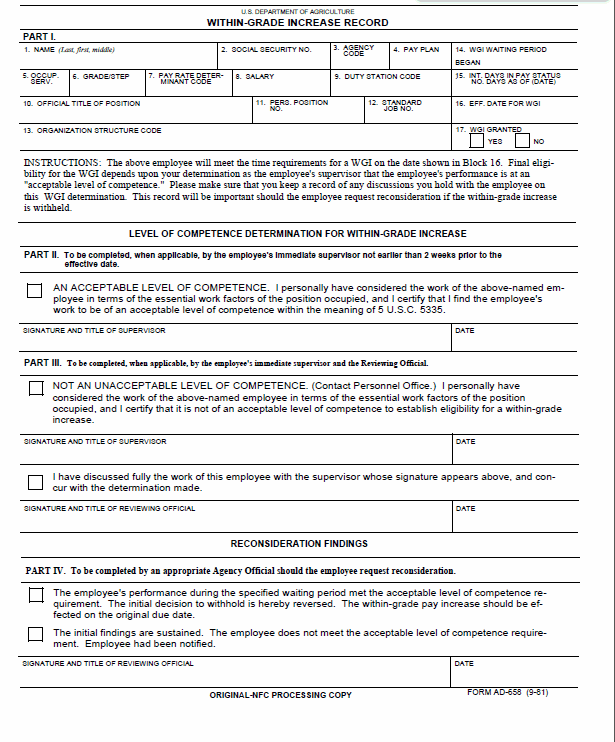 Within-Grade Increase Record