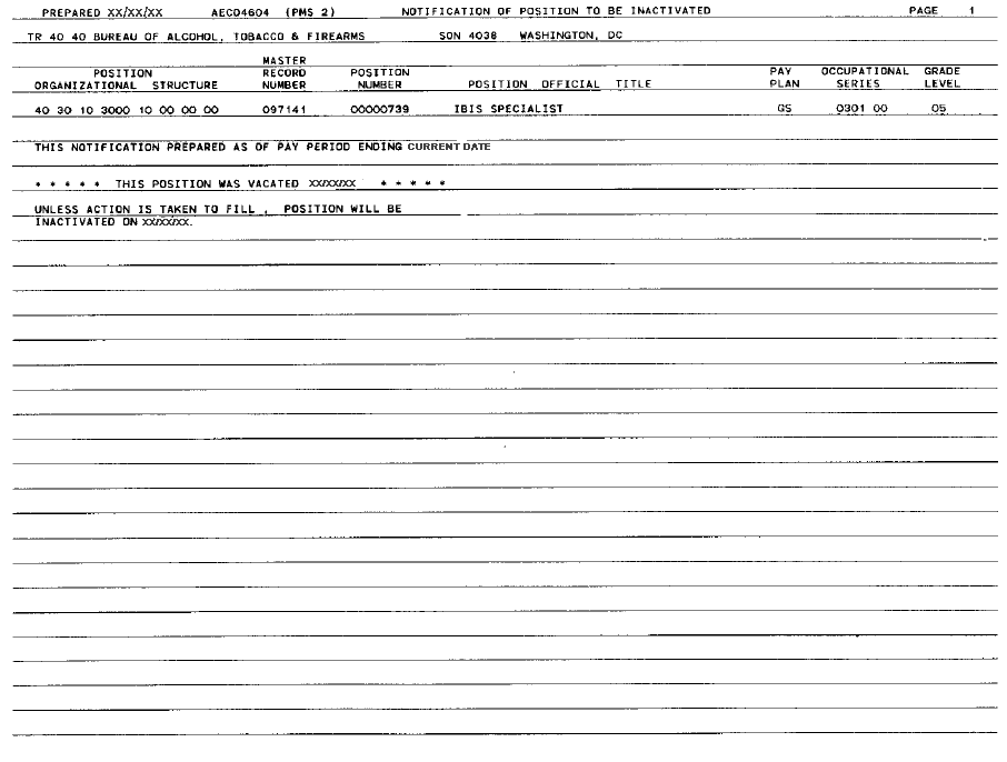 Notification of Position to be Inactivated