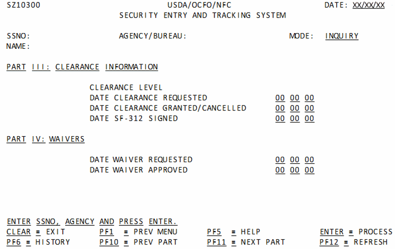 Inquiry Part IV Waivers Screen