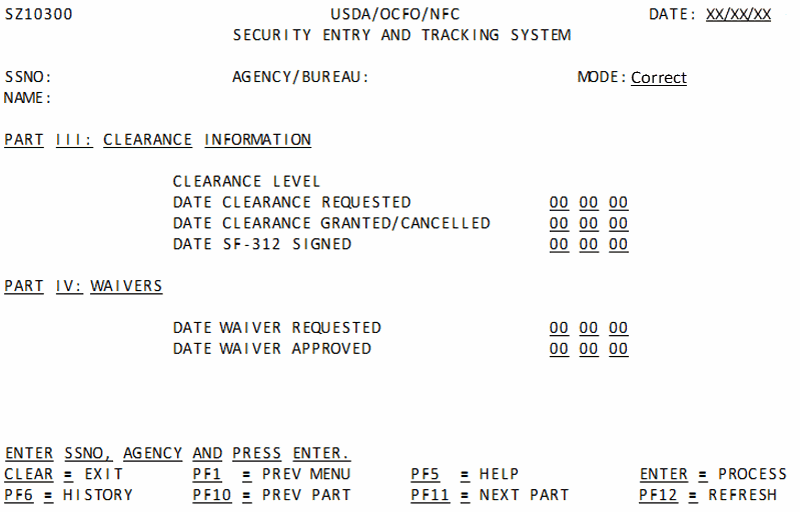 Correct Part IV: Waivers Screen