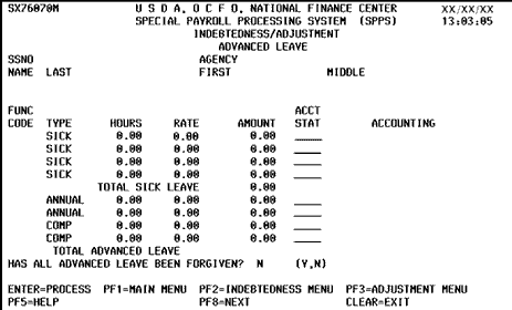 Advanced Leave Screen