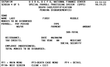 Pending Disbursement(s) (Totals) Screen