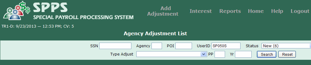 Adjustment List Page