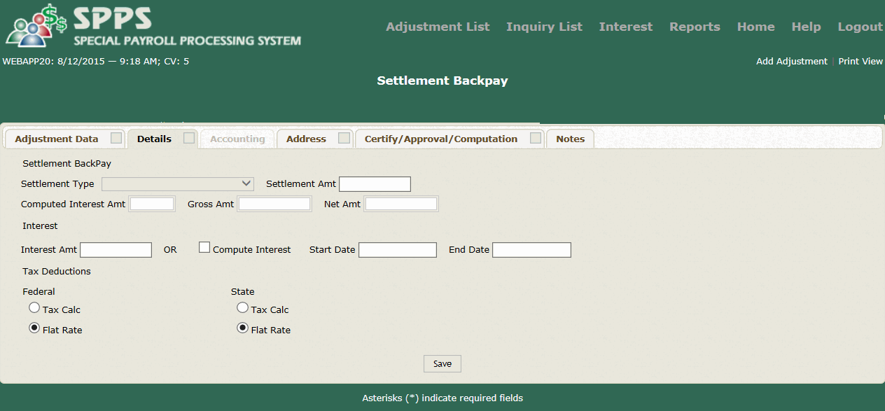 SPPS Web Settlement Backpay