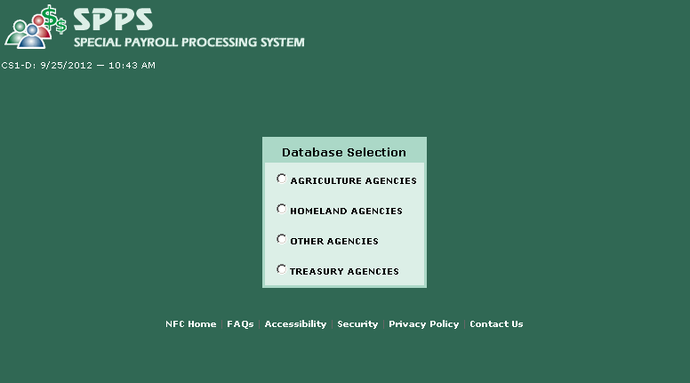 SPPS Database Selection Page