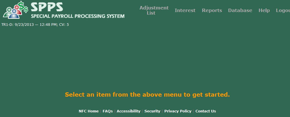 Main Menu Page