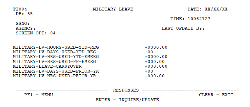 Military Leave Screen