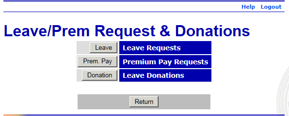 Leave/Prem Request & Donations Menu