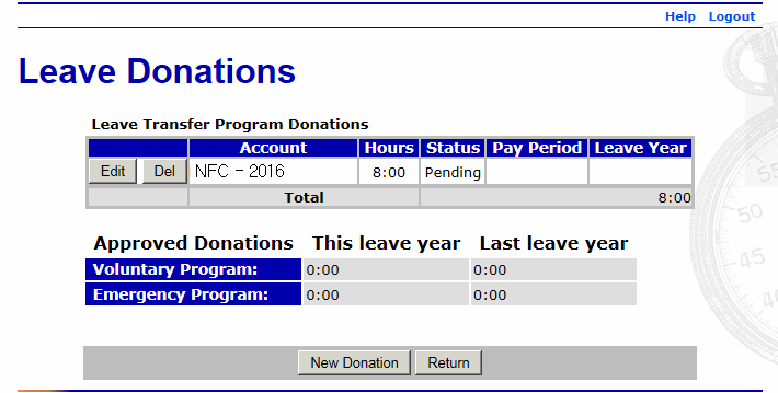 Leave Donations Page