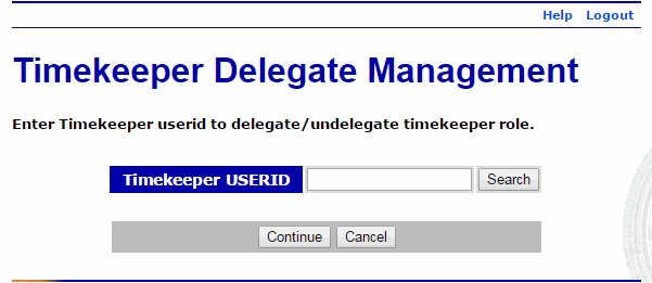Timekeeper Delegate Management Page