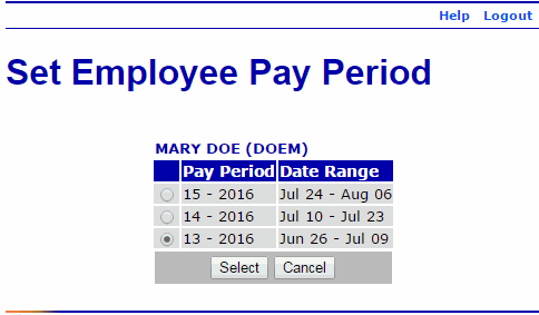 Set Employee Pay Period Page