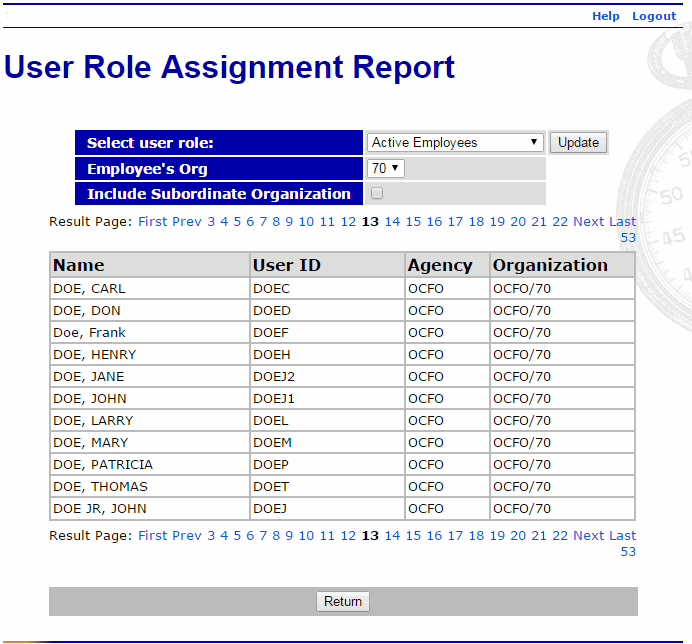 User Role Assignment Report